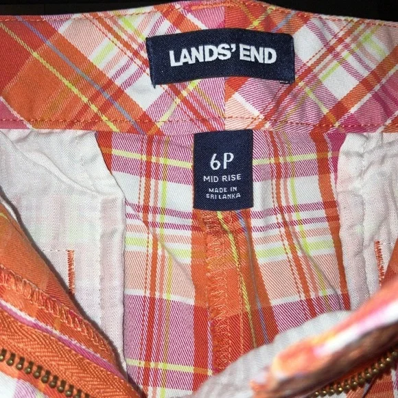 Land’s End Women's Mid Rise Plaid Shorts - Orange and Pink  - 6P - Picture 3 of 3